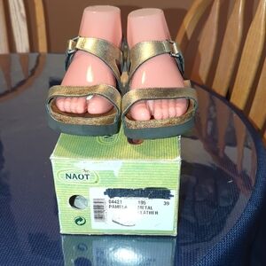 Naot Shiny Gold Leather Sandals